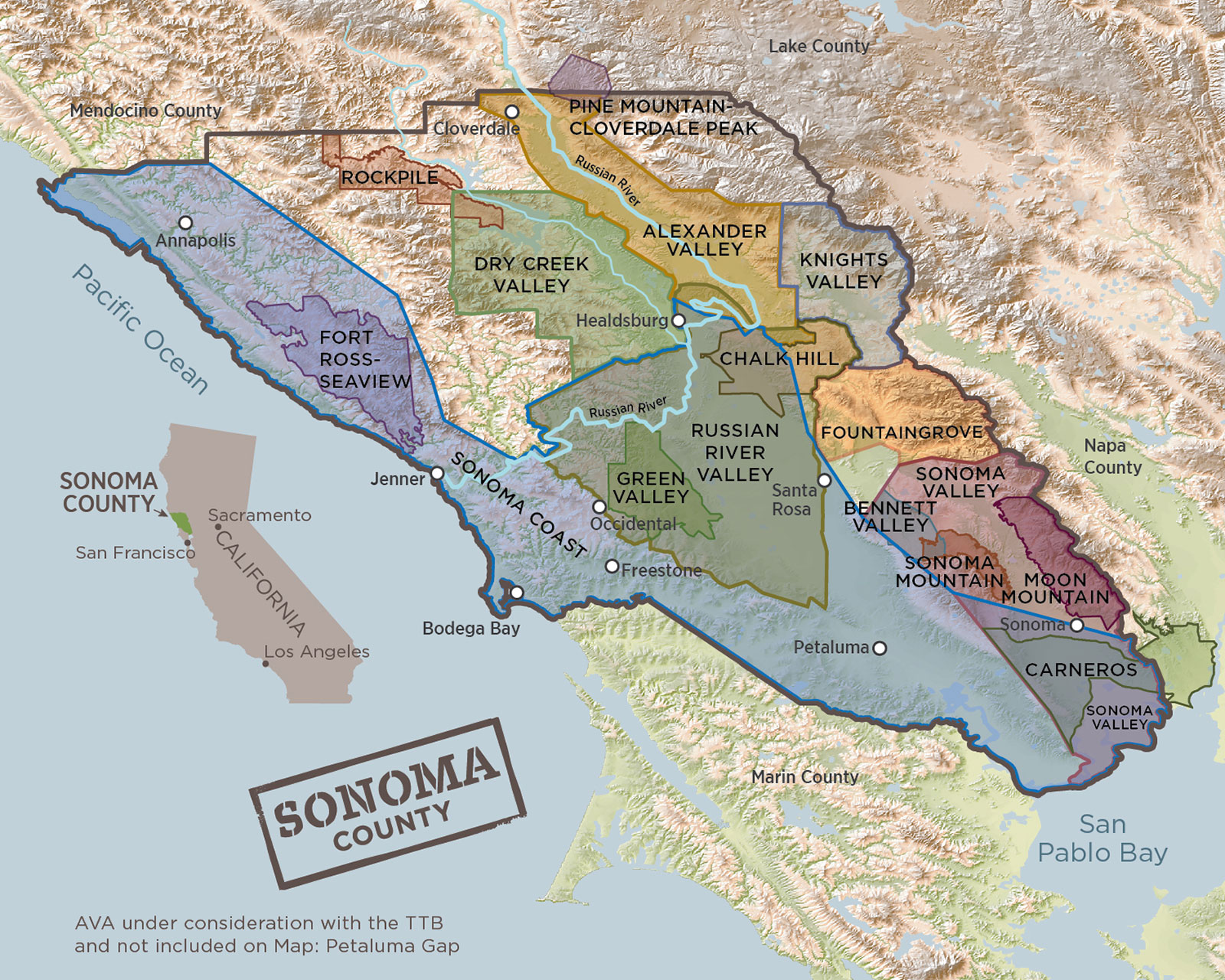 City Sonoma County Vitners Map